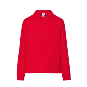 Polo infantil JHK PKID210LS en rojo de manga larga, vista frontal