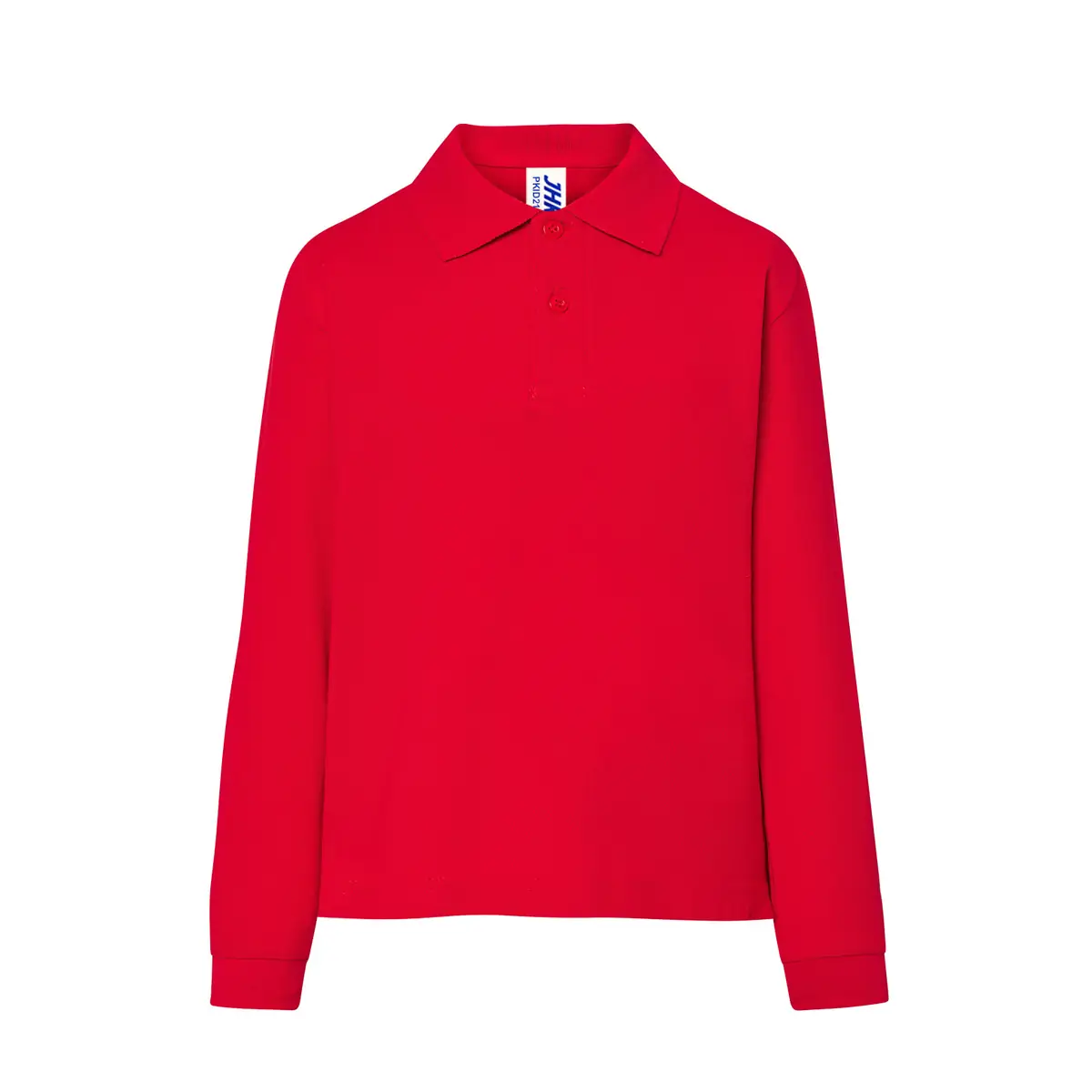 Polo piqué infantil manga larga JHK PKID210LS 20 Polo infantil JHK PKID210LS en rojo de manga larga, vista frontal