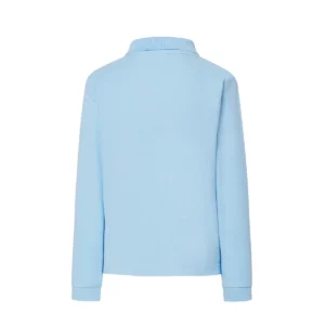 Polo infantil JHK PKID210LS en azul cielo de manga larga, vista trasera