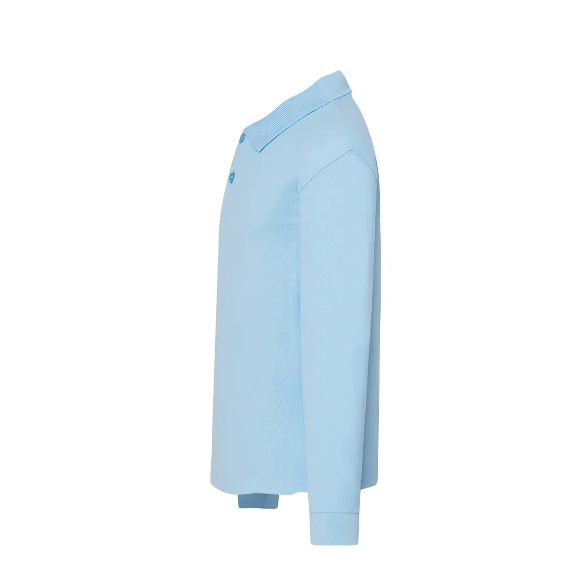 Polo piqué infantil manga larga JHK PKID210LS 24 Polo infantil JHK PKID210LS en azul cielo de manga larga, vista lateral
