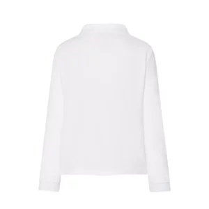 Polo infantil JHK PKID210LS en blanco de manga larga, vista trasera