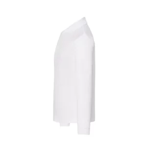 Polo infantil JHK PKID210LS en blanco de manga larga, vista lateral