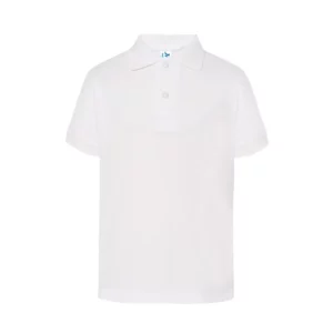 Polo infantil JHK PKID210SCH en blanco, vista frontal