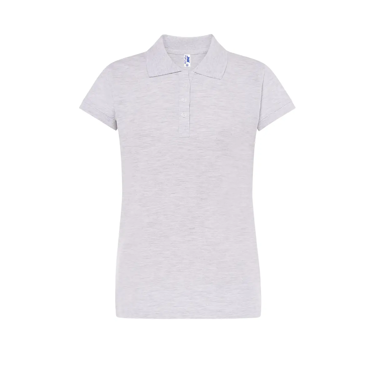 Polo piqué mujer manga corta JHK POPL200 5 Polo JHK POPL200 en gris jaspeado, vista frontal