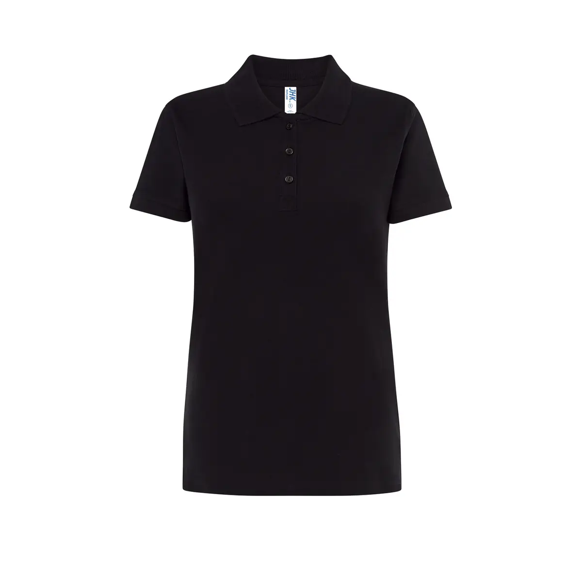 Polo piqué mujer manga corta JHK POPL200 11 Polo JHK POPL200 en negro, vista frontal