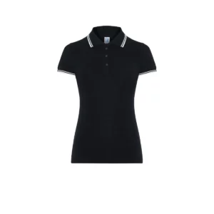 Polo JHK POPL200 en negro y blanco, vista frontal