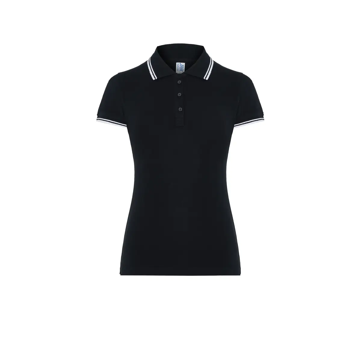 Polo piqué mujer manga corta JHK POPL200 14 Polo JHK POPL200 en negro y blanco, vista frontal
