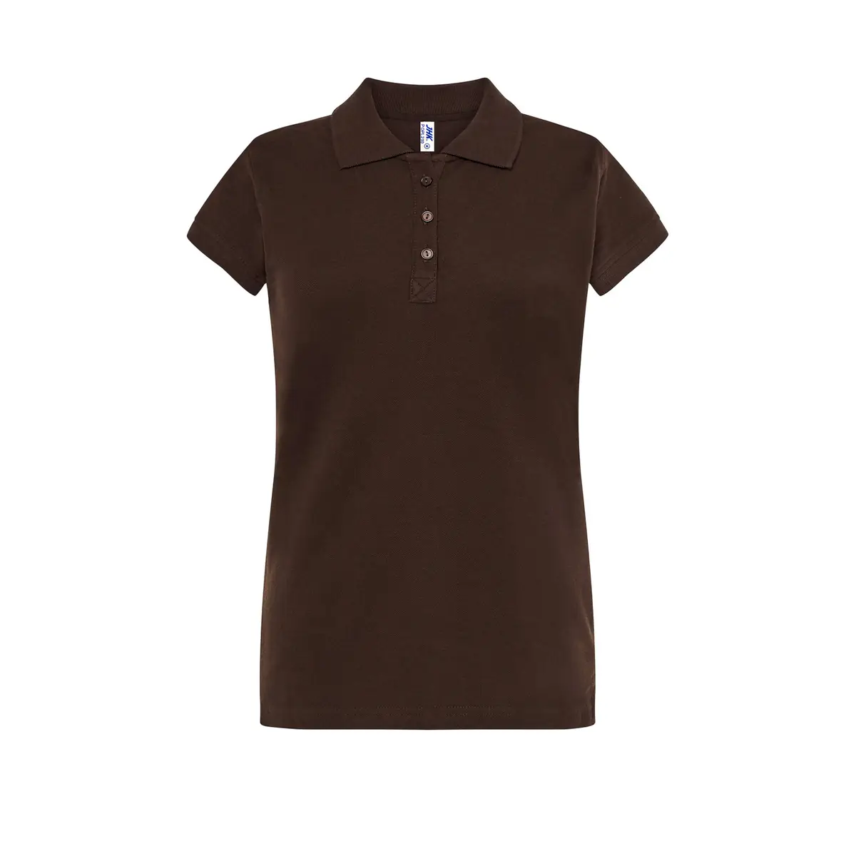 Polo piqué mujer manga corta JHK POPL200 23 Polo JHK POPL200 en chocolate, vista frontal