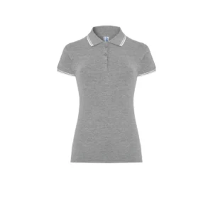Polo JHK POPL200 en gris vigoré y blanco, vista frontal