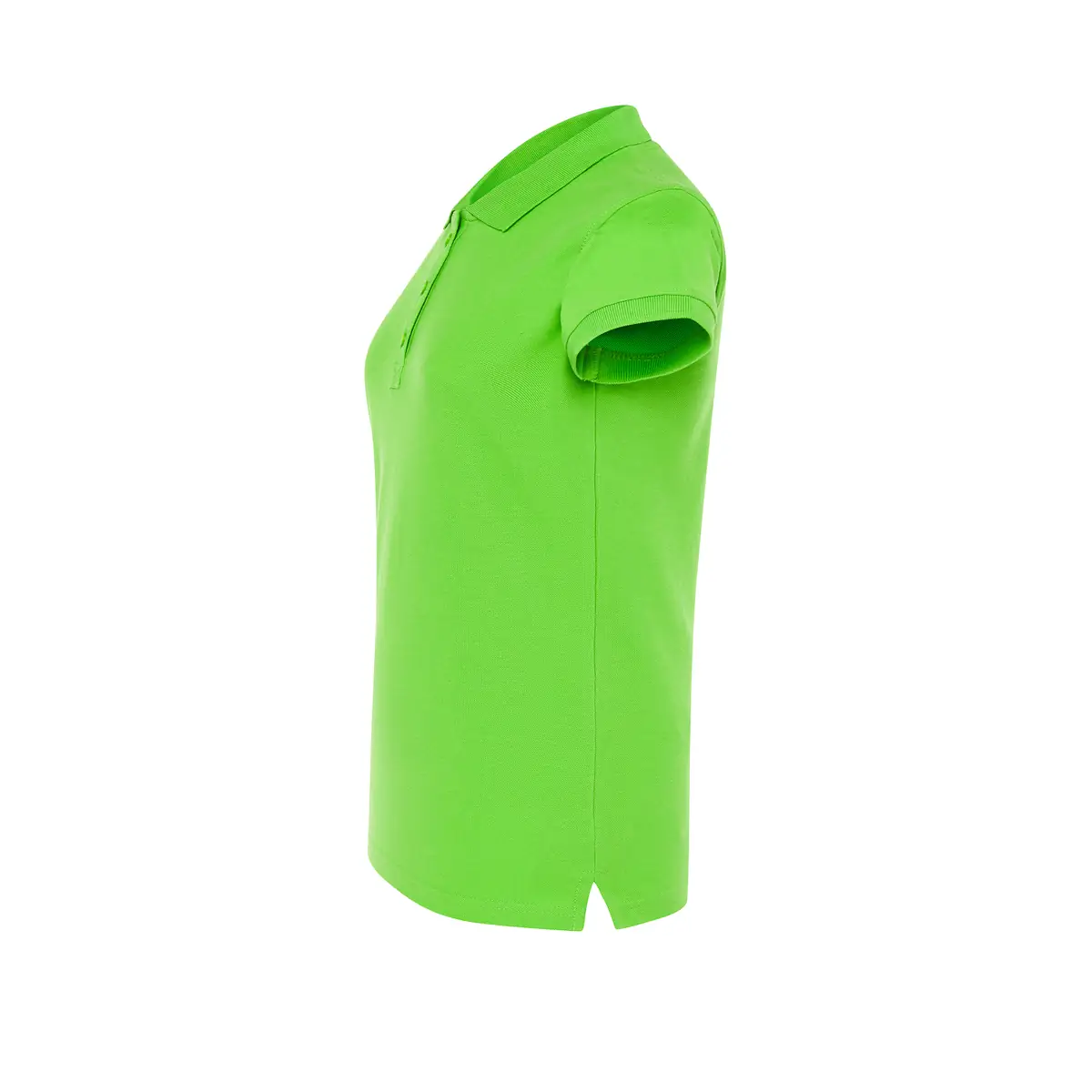 Polo piqué mujer manga corta JHK POPL200 48 Polo JHK POPL200 en verde lima, vista lateral