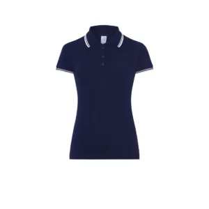 Polo JHK POPL200 en azul marino y blanco, vista frontal