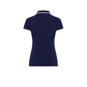 Polo JHK POPL200 en azul marino y blanco, vista trasera