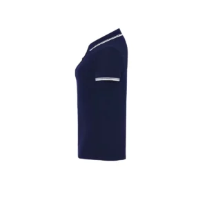 Polo JHK POPL200 en azul marino y blanco, vista lateral