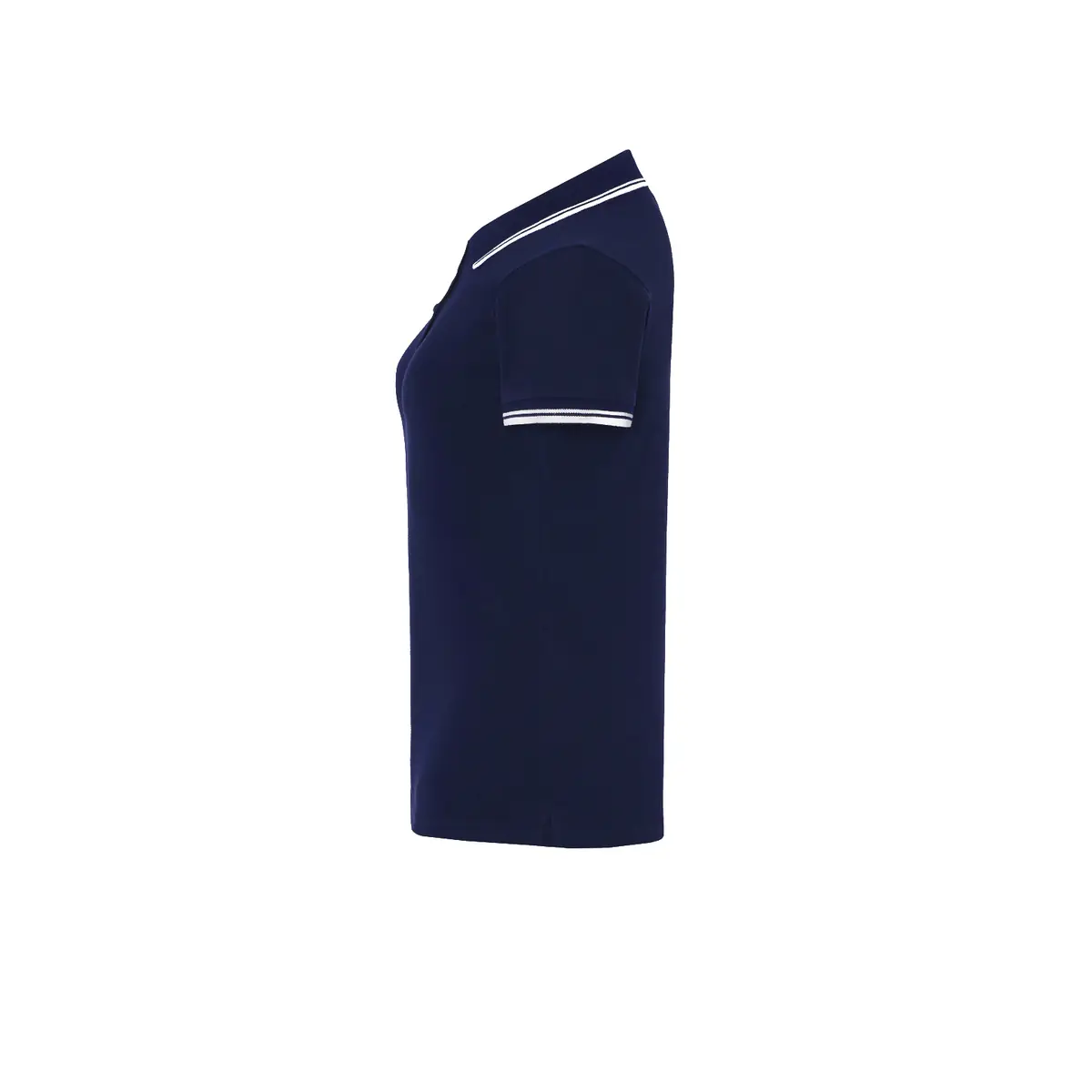 Polo piqué mujer manga corta JHK POPL200 69 Polo JHK POPL200 en azul marino y blanco, vista lateral