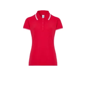 Polo JHK POPL200 en rojo y blanco, vista frontal