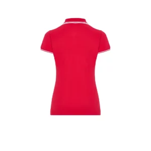 Polo JHK POPL200 en rojo y blanco, vista trasera