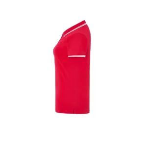 Polo JHK POPL200 en rojo y blanco, vista lateral