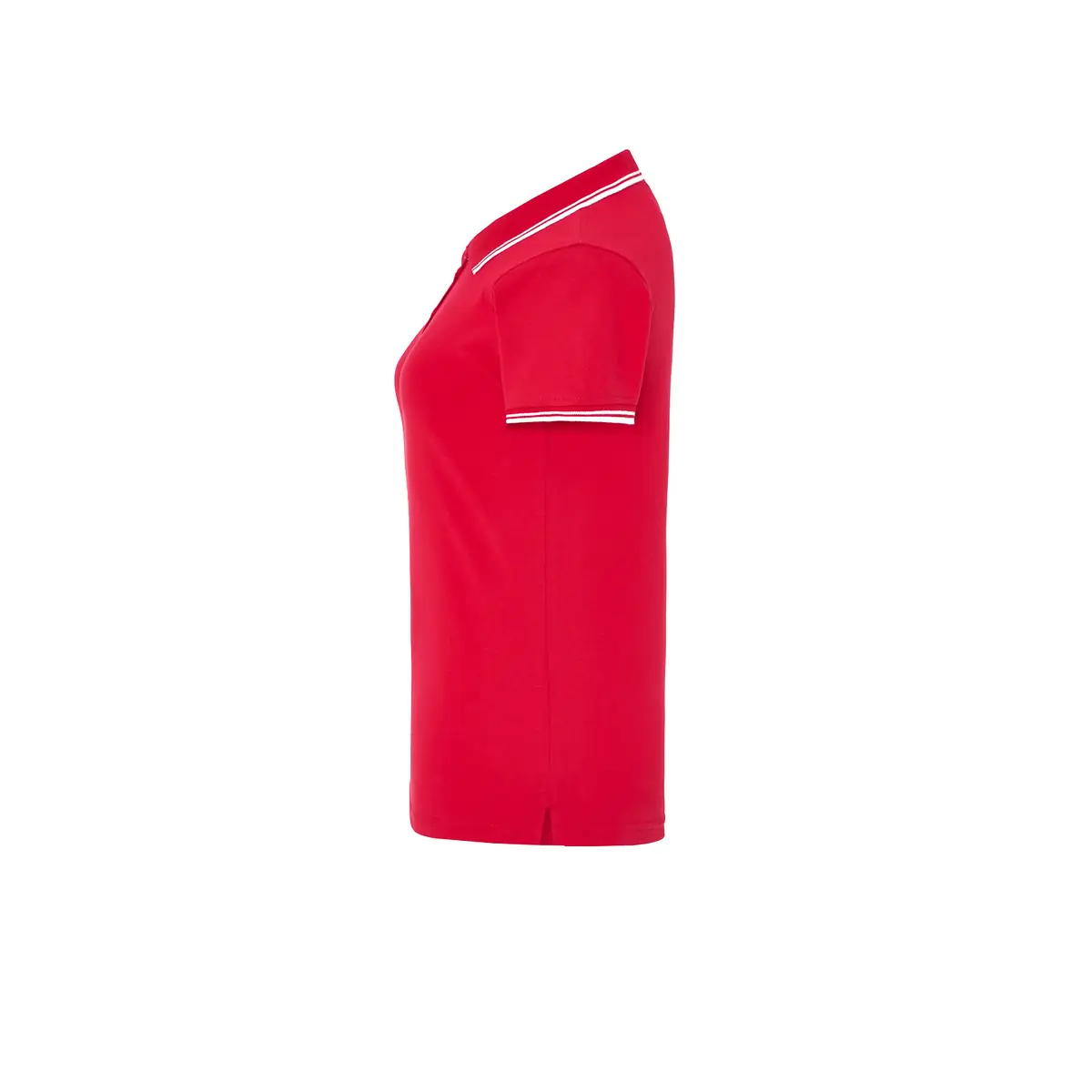 Polo piqué mujer manga corta JHK POPL200 96 Polo JHK POPL200 en rojo y blanco, vista lateral