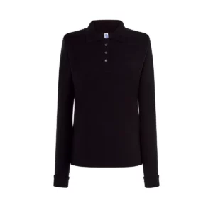 Polo JHK POPL200LS en negro de manga larga, vista frontal