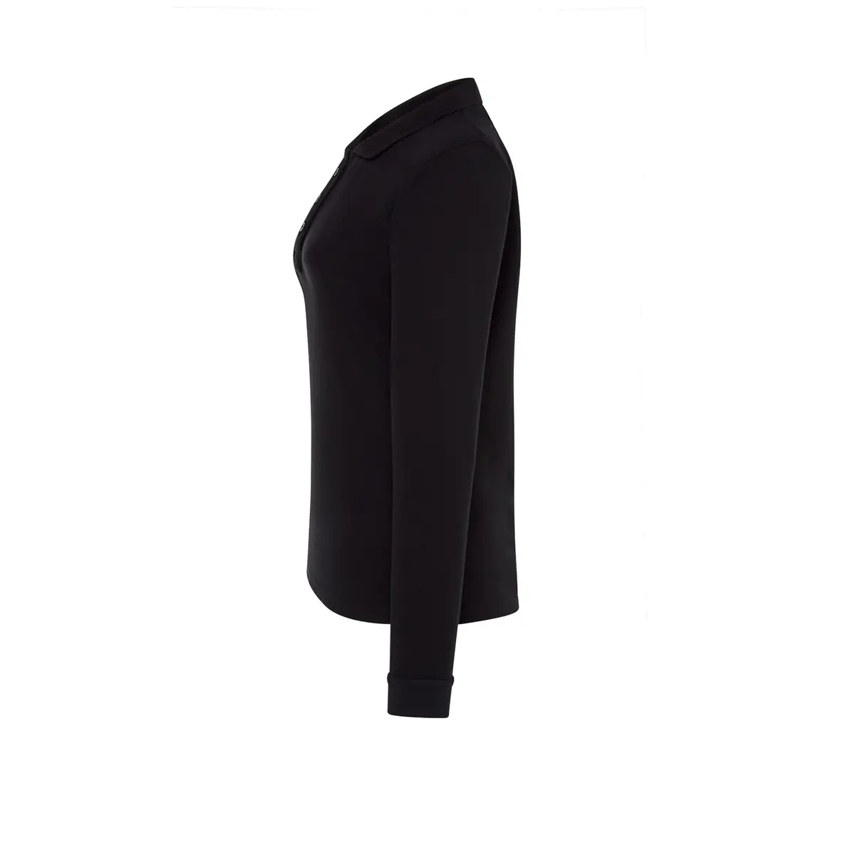 Polo piqué mujer manga larga JHK POPL200LS 3 Polo JHK POPL200LS en negro de manga larga, vista lateral