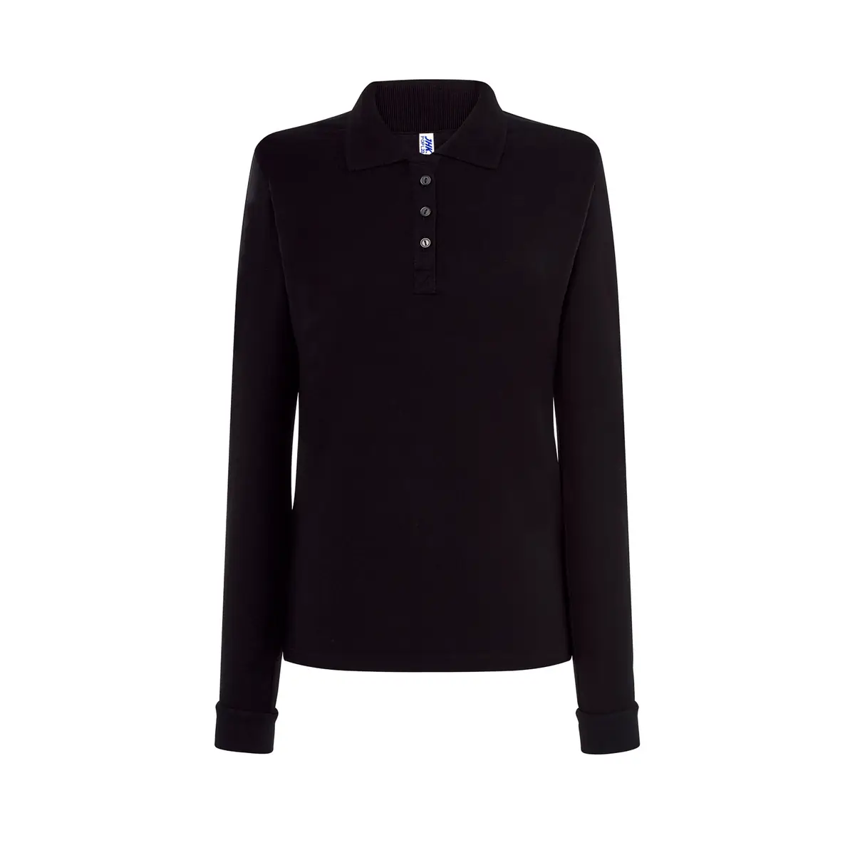 Polo piqué mujer manga larga JHK POPL200LS 2 Polo JHK POPL200LS en negro de manga larga, vista frontal