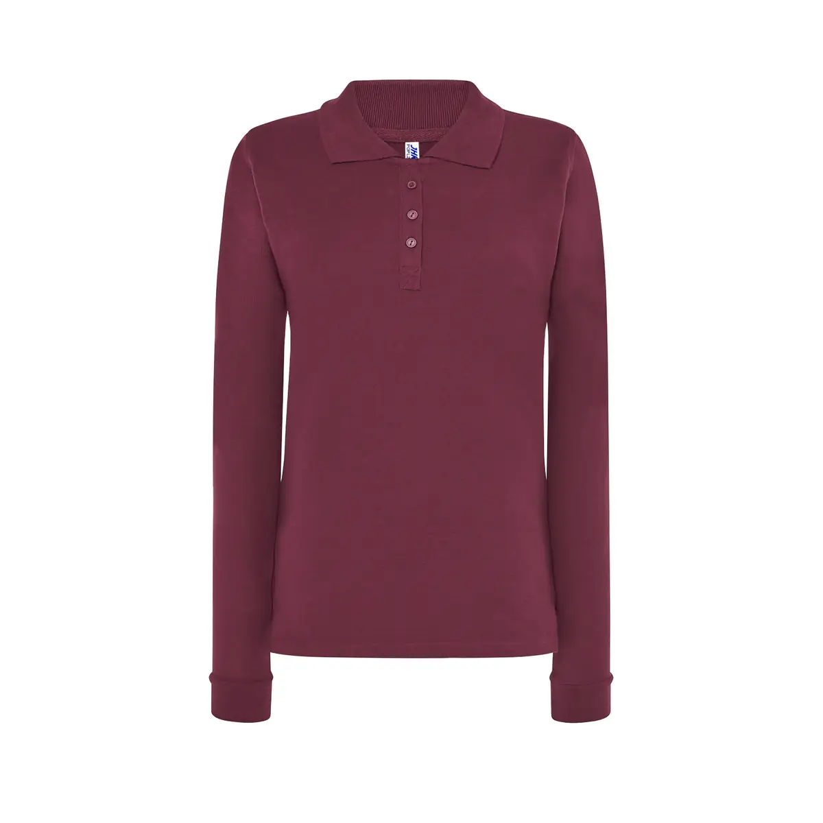 Polo piqué mujer manga larga JHK POPL200LS 5 Polo JHK POPL200LS en burdeos de manga larga, vista frontal