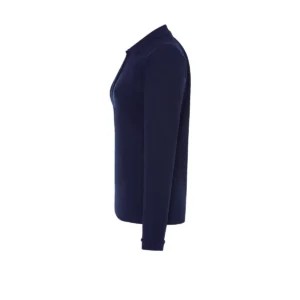 Polo JHK POPL200LS en azul marino de manga larga, vista lateral