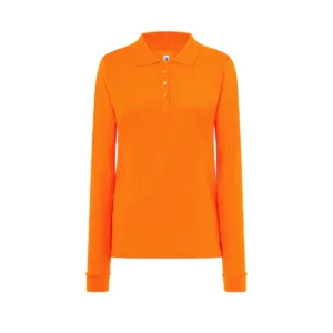 Polo JHK POPL200LS en naranja de manga larga, vista frontal