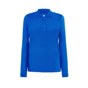 Polo JHK POPL200LS en azul royal de manga larga, vista frontal