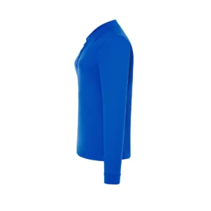 Polo JHK POPL200LS en azul royal de manga larga, vista lateral