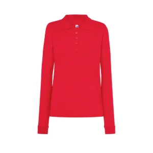 Polo JHK POPL200LS en rojo de manga larga, vista frontal