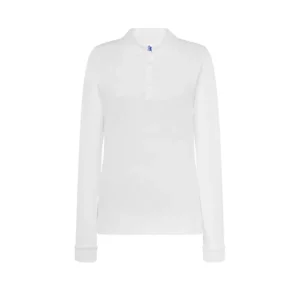 Polo JHK POPL200LS en blanco de manga larga, vista frontal