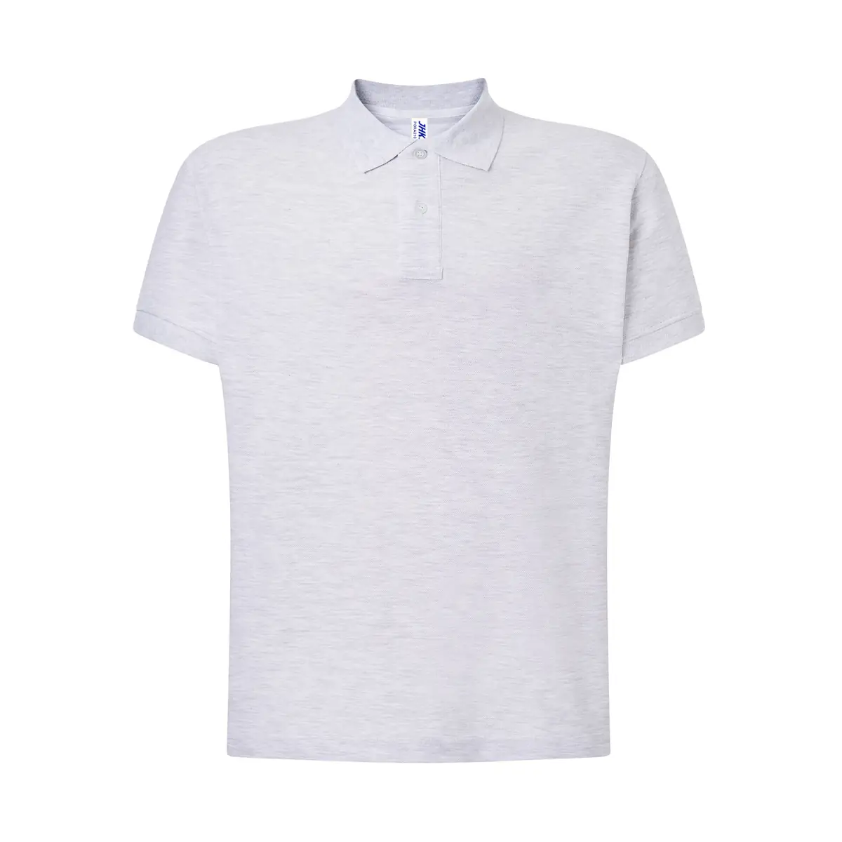 Polo piqué hombre manga corta JHK PORA210 5 Polo JHK PORA210 en gris jaspeado, vista frontal