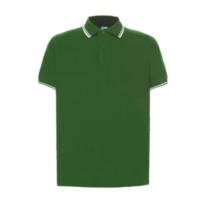 Polo JHK PORA210 en verde botella y blanco, vista frontal