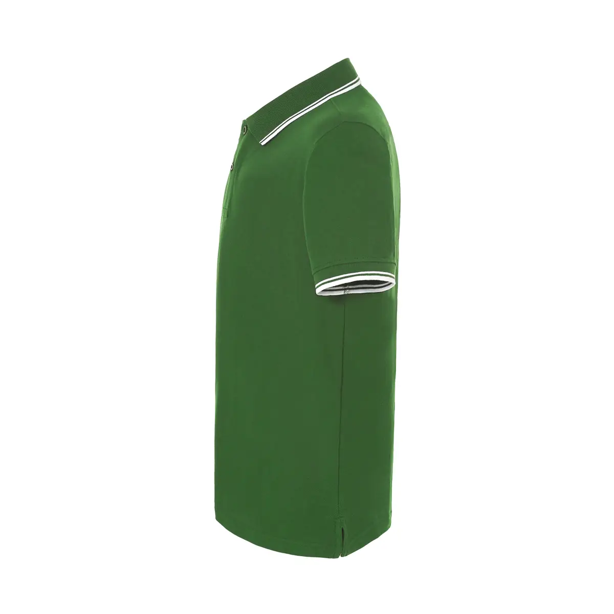 Polo piqué hombre manga corta JHK PORA210 15 Polo JHK PORA210 en verde botella y blanco, vista lateral