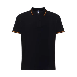Polo JHK PORA210 en negro con la bandera española, vista frontal