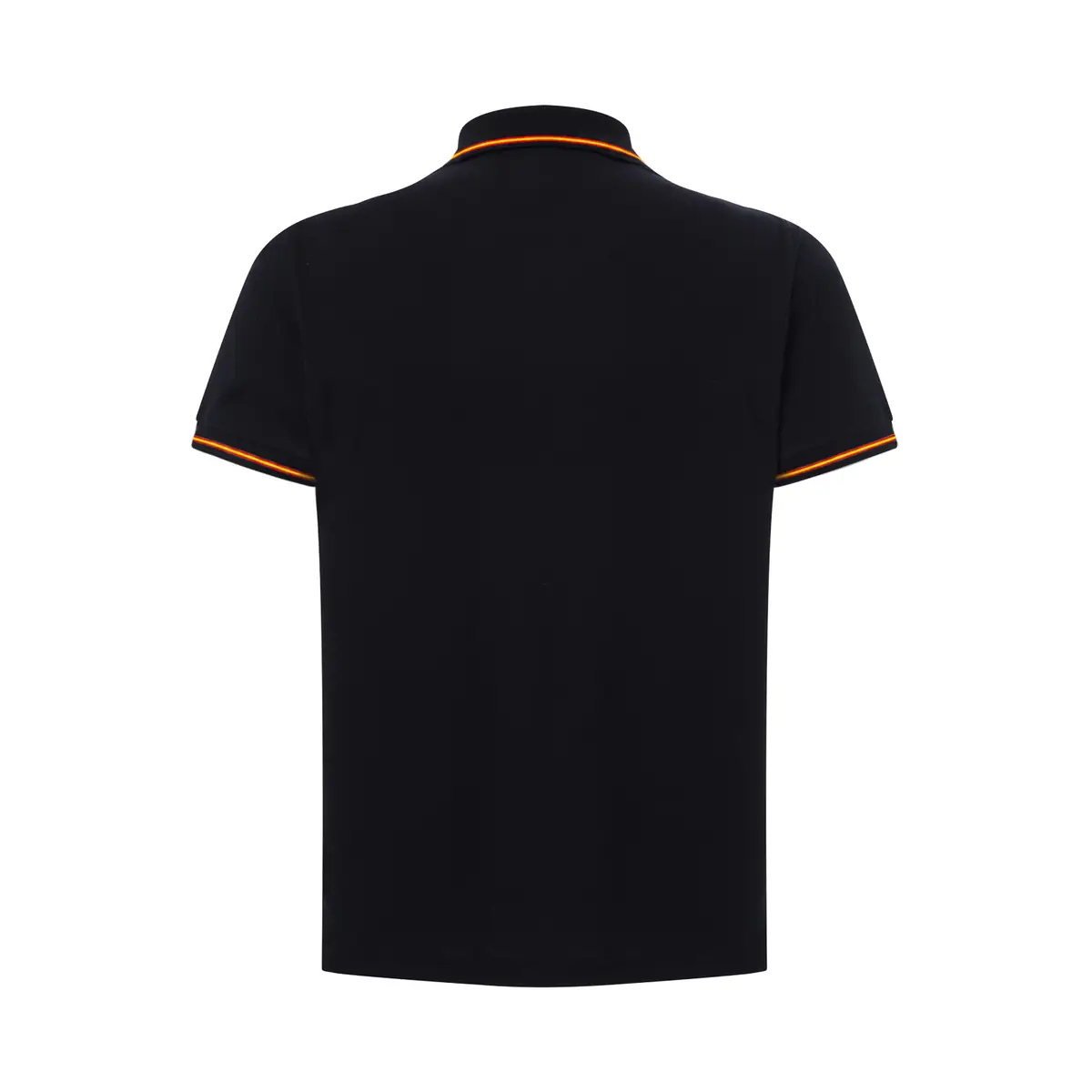 Polo piqué hombre manga corta JHK PORA210 22 Polo JHK PORA210 en negro con la bandera española, vista trasera