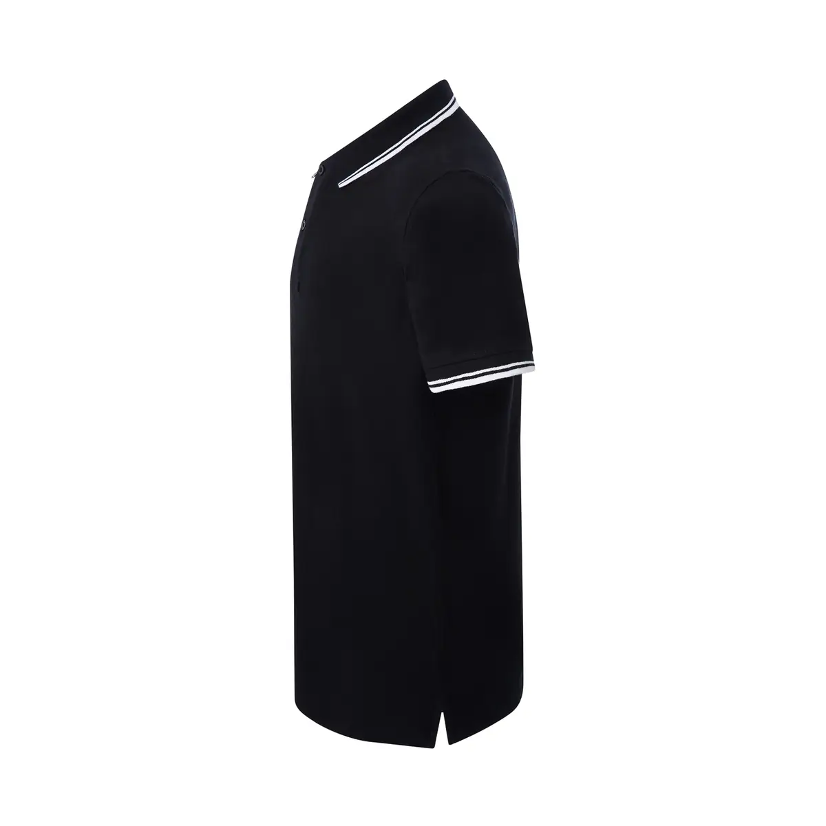 Polo piqué hombre manga corta JHK PORA210 24 Polo JHK PORA210 en negro y blanco, vista lateral