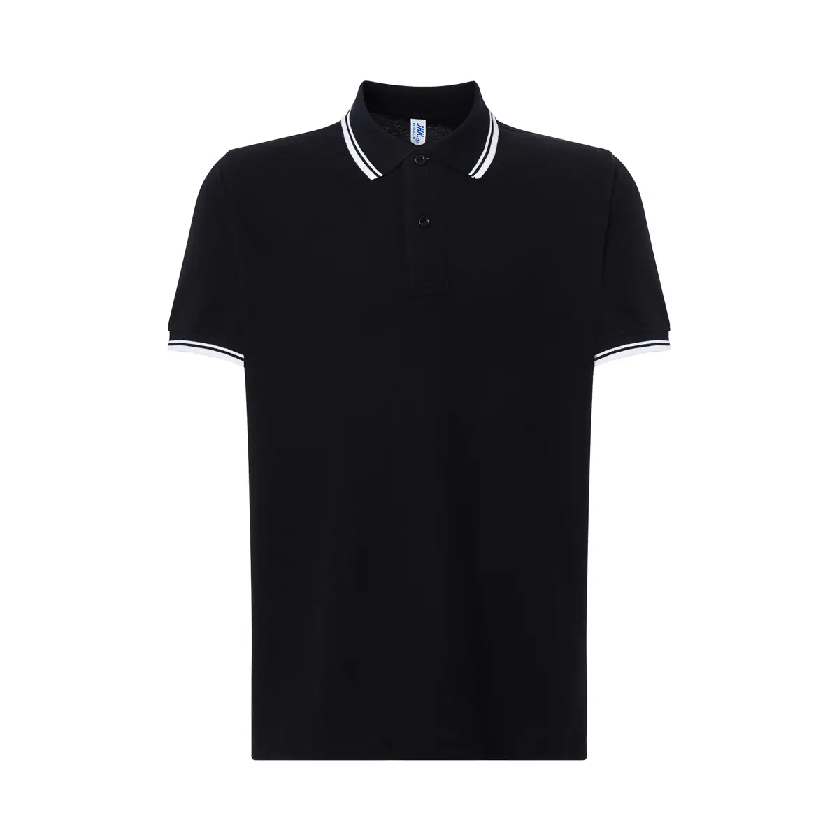 Polo piqué hombre manga corta JHK PORA210 23 Polo JHK PORA210 en negro y blanco, vista frontal