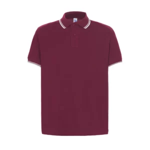 Polo JHK PORA210 en burdeos y blanco, vista frontal