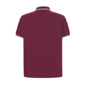 Polo JHK PORA210 en burdeos y blanco, vista trasera