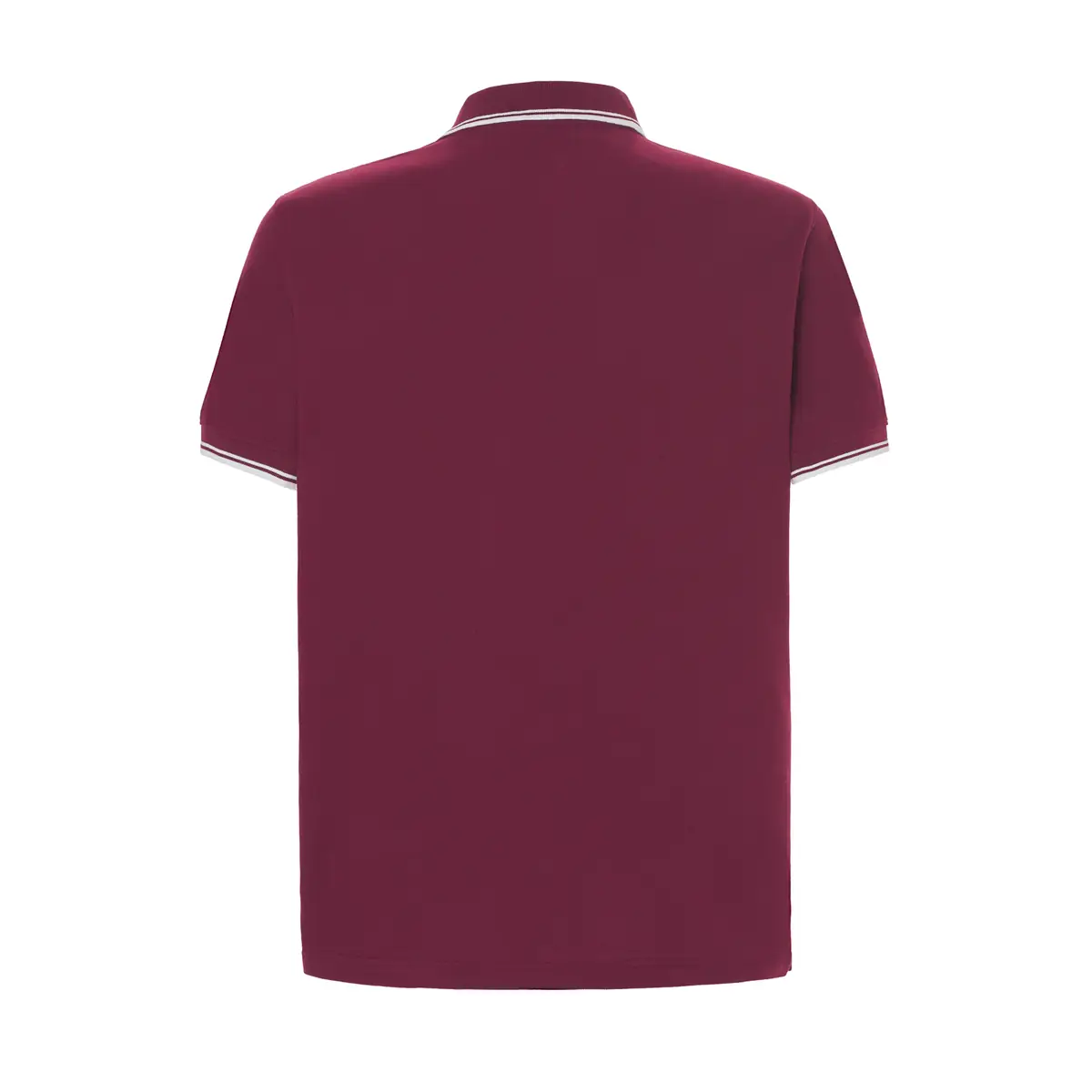 Polo piqué hombre manga corta JHK PORA210 37 Polo JHK PORA210 en burdeos y blanco, vista trasera