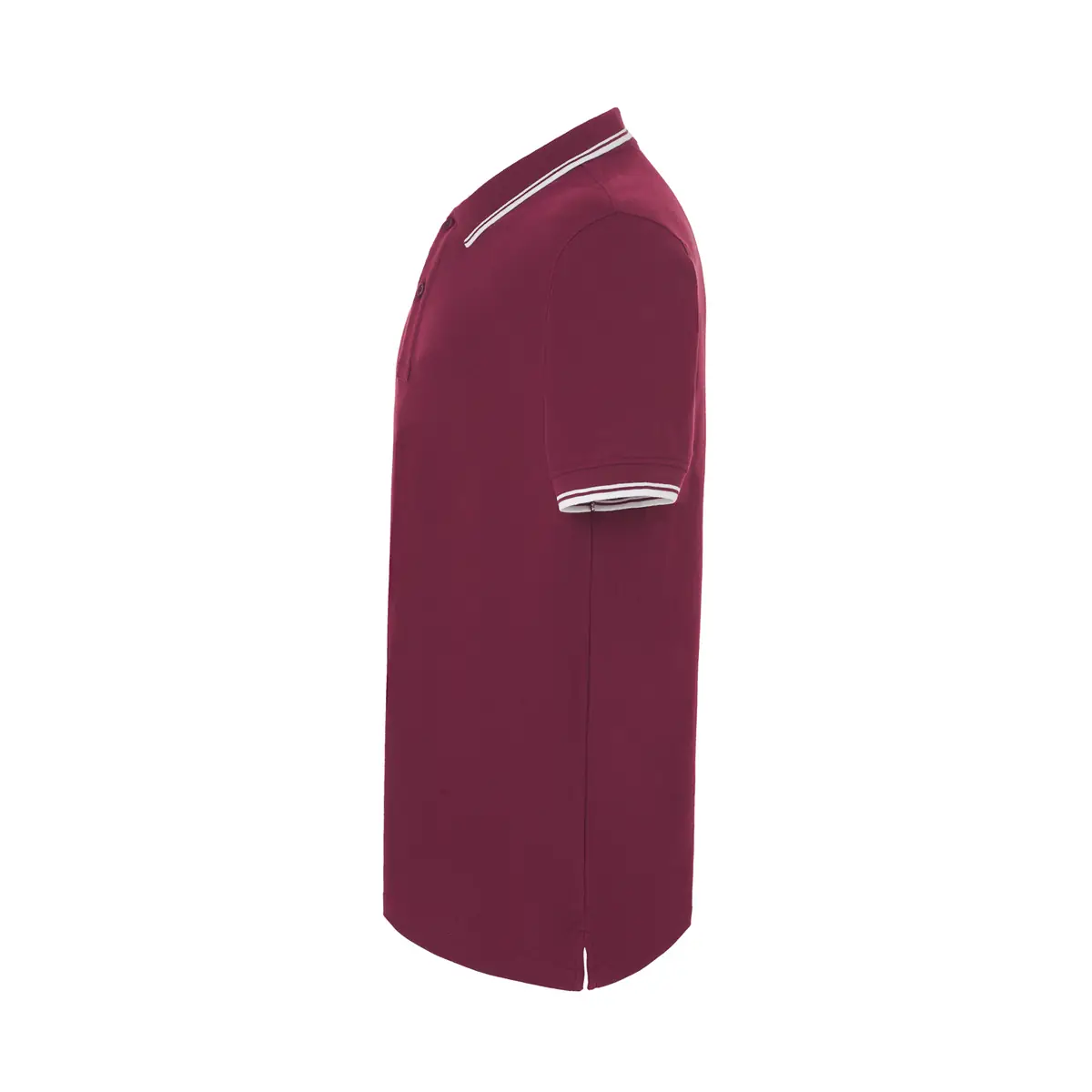 Polo piqué hombre manga corta JHK PORA210 36 Polo JHK PORA210 en burdeos y blanco, vista lateral
