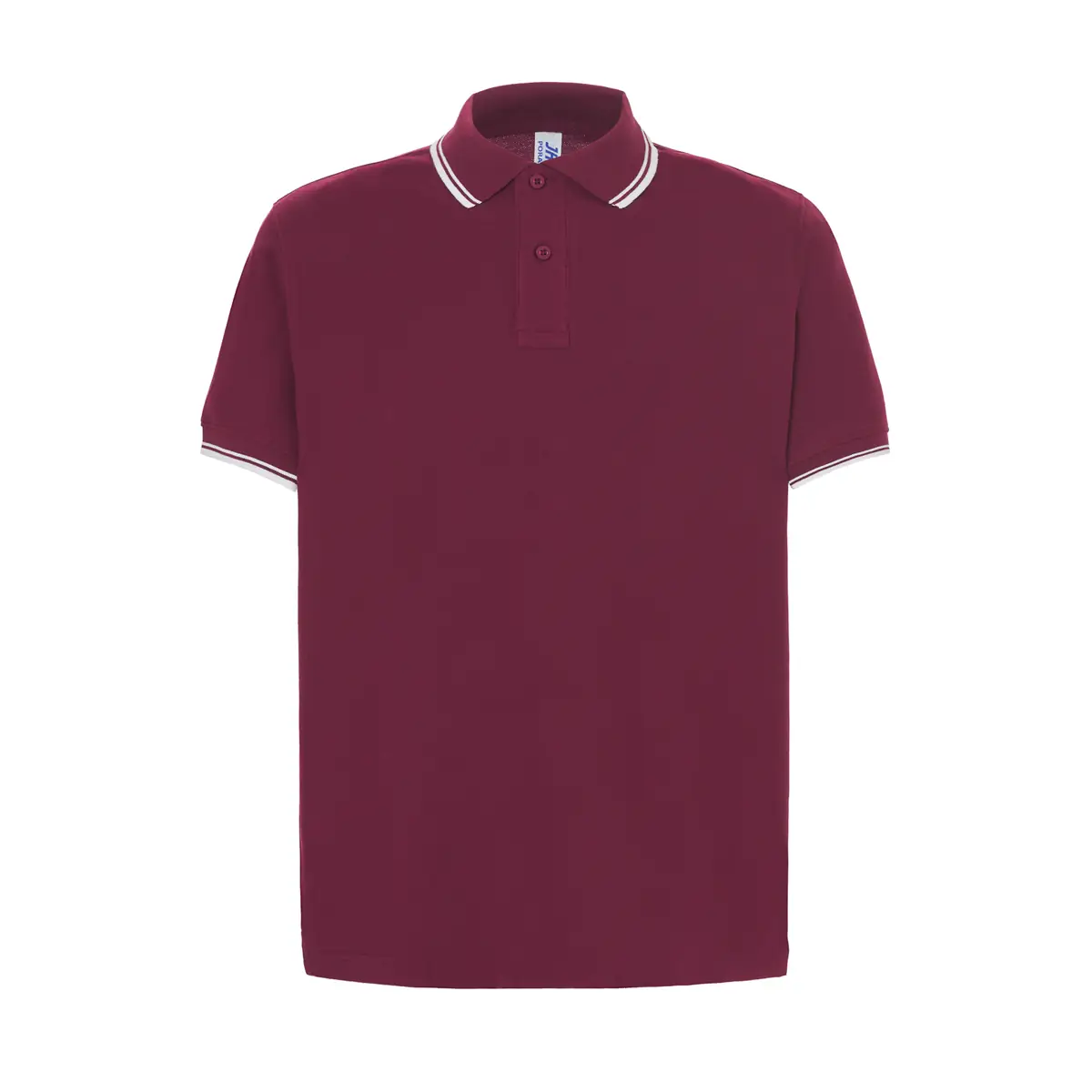 Polo piqué hombre manga corta JHK PORA210 35 Polo JHK PORA210 en burdeos y blanco, vista frontal