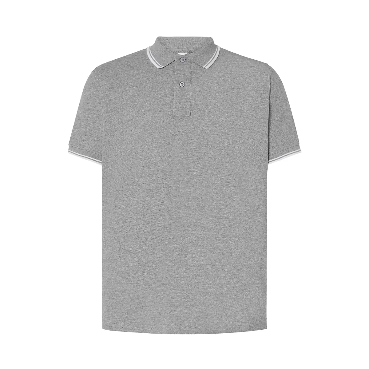 Polo piqué hombre manga corta JHK PORA210 65 Polo JHK PORA210 en gris vigoré y blanco, vista frontal