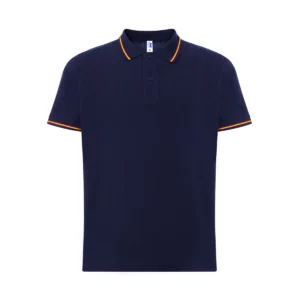 Polo JHK PORA210 en azul marino con la bandera española, vista frontal