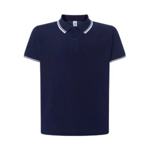 Polo JHK PORA210 en azul marino y blanco, vista frontal