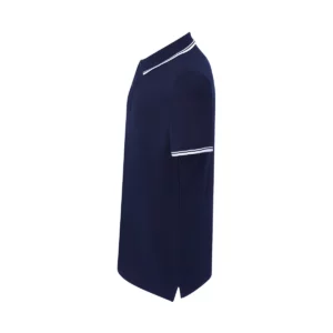 Polo JHK PORA210 en azul marino y blanco, vista lateral