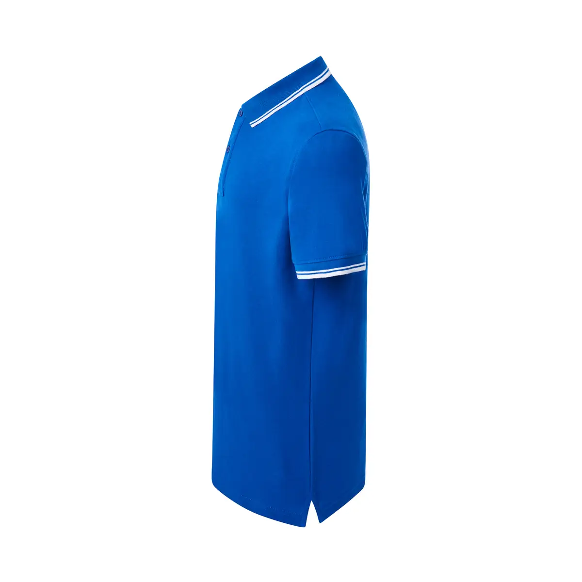 Polo piqué hombre manga corta JHK PORA210 138 Polo JHK PORA210 en azul royal y blanco, vista lateral