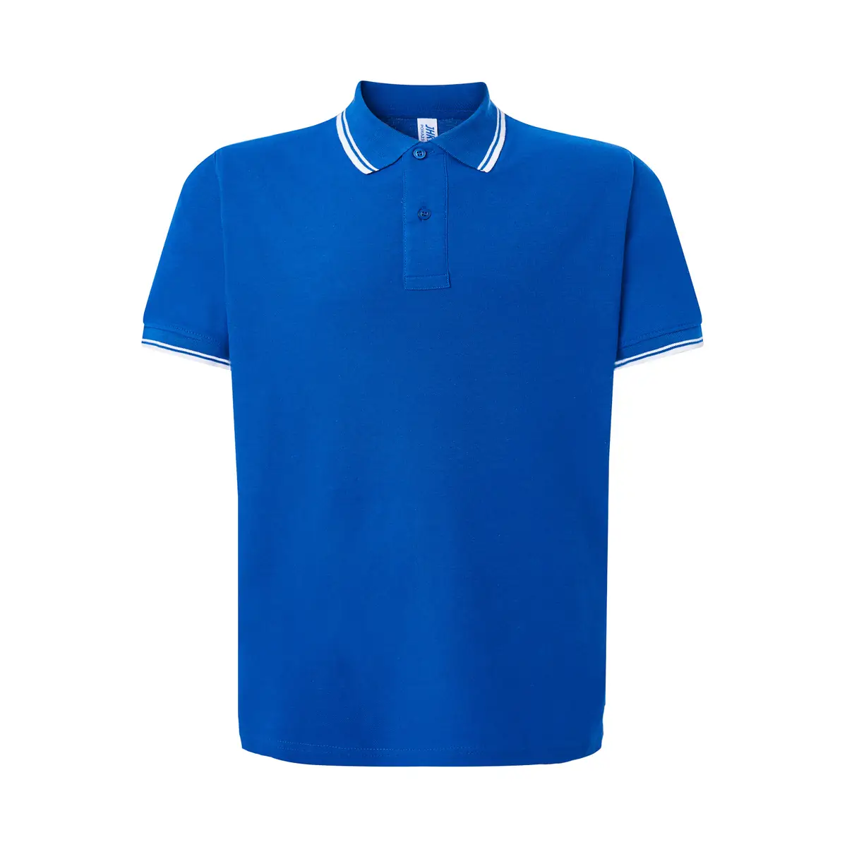 Polo piqué hombre manga corta JHK PORA210 137 Polo JHK PORA210 en azul royal y blanco, vista frontal
